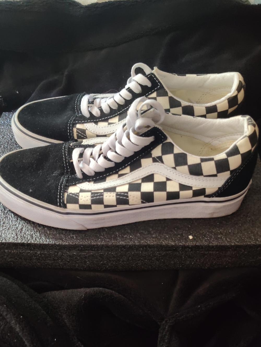 Vans Checkerboard Low-Top Sneakers in Black & White